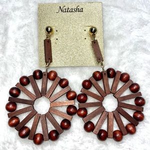Natasha Boho Wooden Statement Earrings
